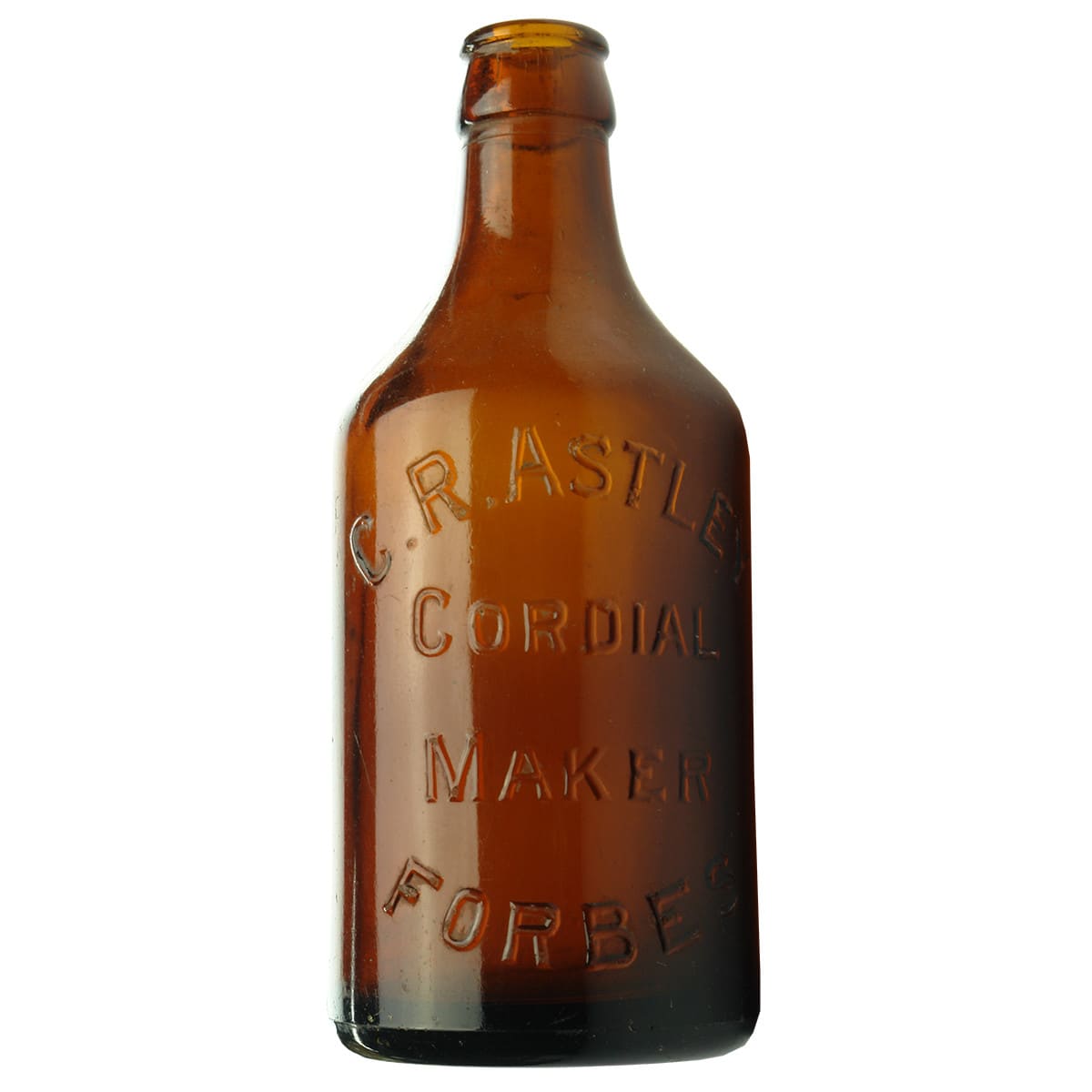 Ginger Beer. C. R. Astley, Forbes. Glass. Amber. Dump. (New South Wales)