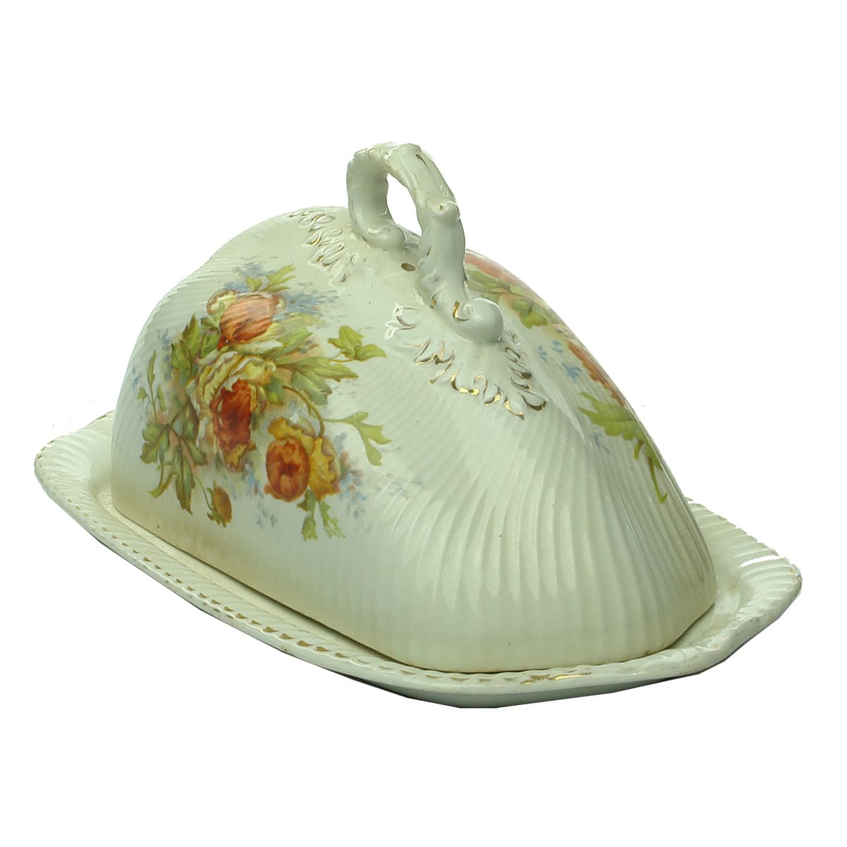 Cheese Dish. Small Dish with Floral Pattern and Registered Number.