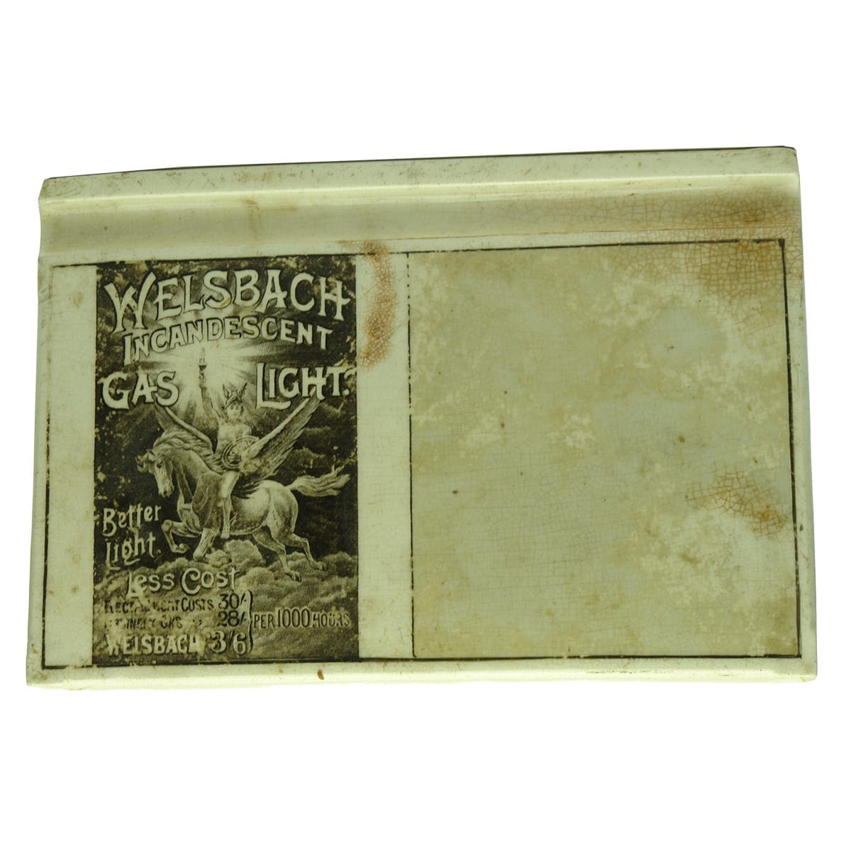 Miscellaneous. Advertising Pottery Writing Slope and Pencil Holder for Welsbach Incandescent Gas Light, Sydney. (New South Wales)