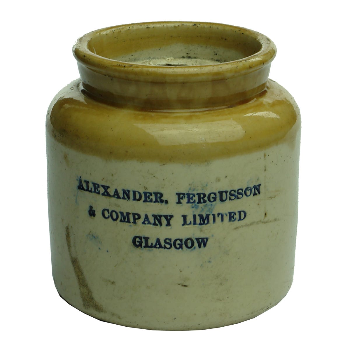 Poison Jar. Alexander, Fergusson & Co Ltd., Glasgow. Fergusson's Arsenate of Lead. Impressed.