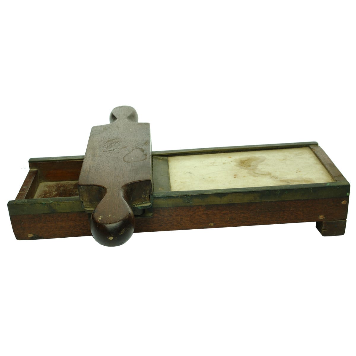 Pharmacy. Brass and Wood Pill Press.