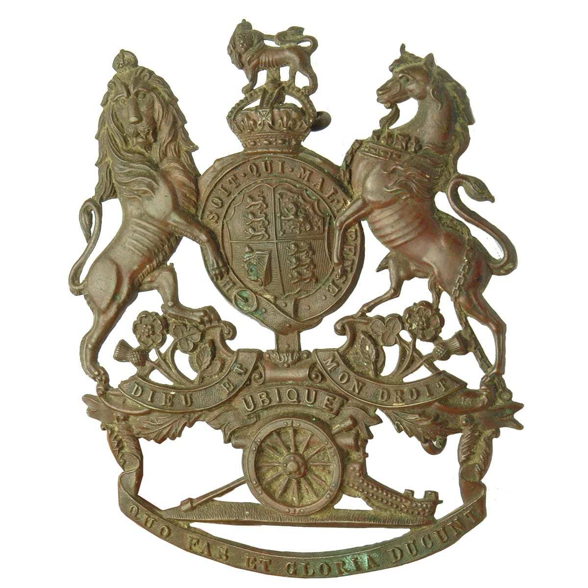 Helmet Badge. Royal Artillery Officers Badge. Ubique. Coat of Arms. Quo Fas et Gloria Ducunt.