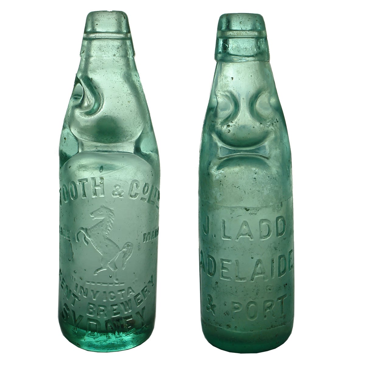 Pair of Codds: Tooth & Co Ltd, Sydney and J. Ladd, Adelaide & Port. (New South Wales & South Australia)