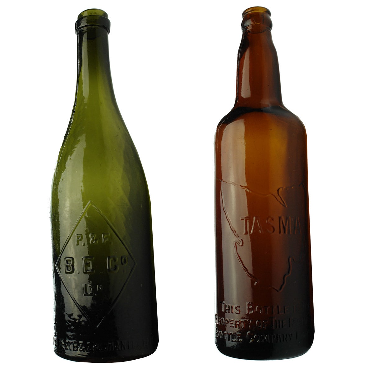 Pair of Beers: Perth & Fremantle Bottle Exchange and Tasmanian Bottle Company. (Western Australia & Tasmania)