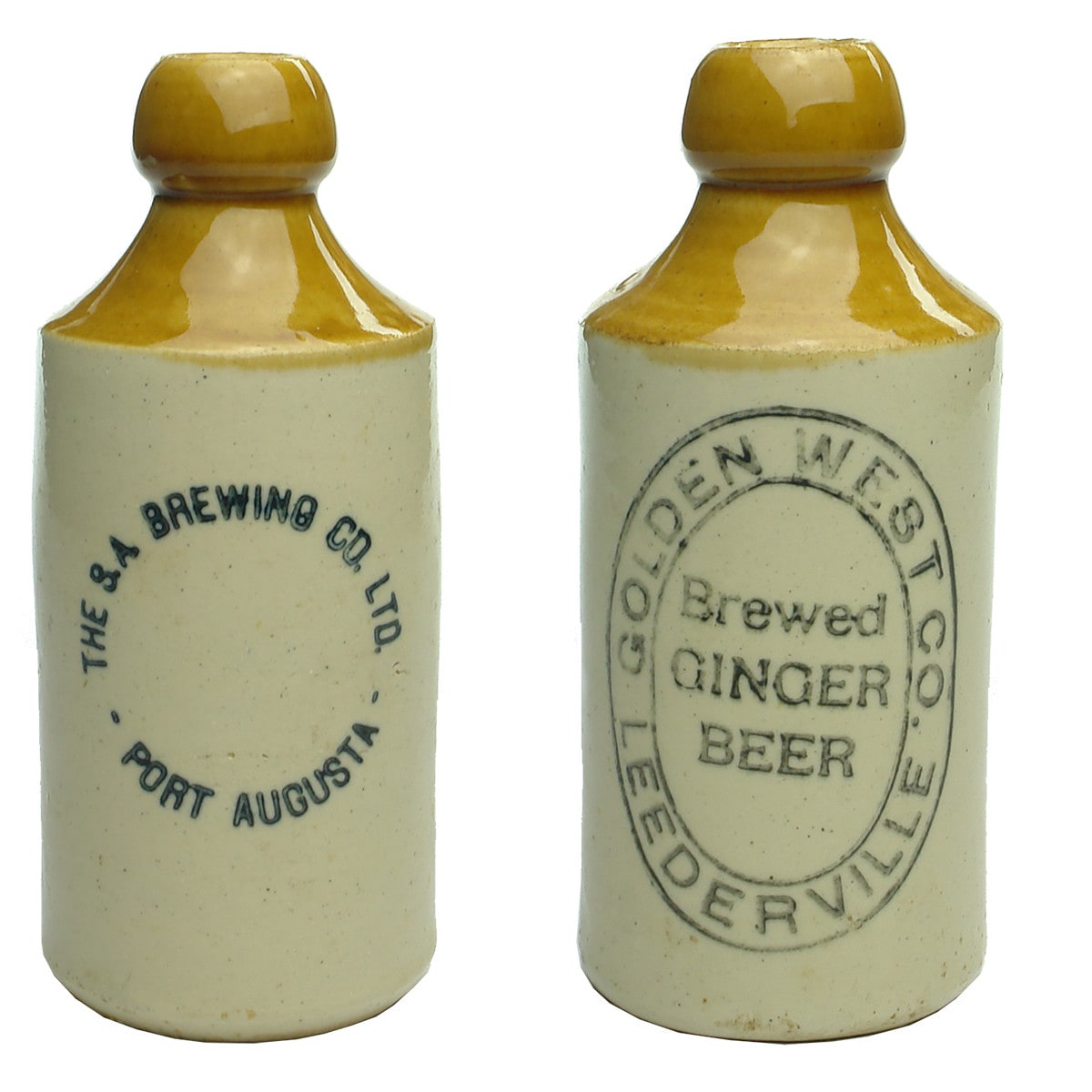 2 Ginger Beers. The SA Brewing Co Ltd, Port Augusta.; Golden West Co., Leederville. (South Australia & Western Australia)