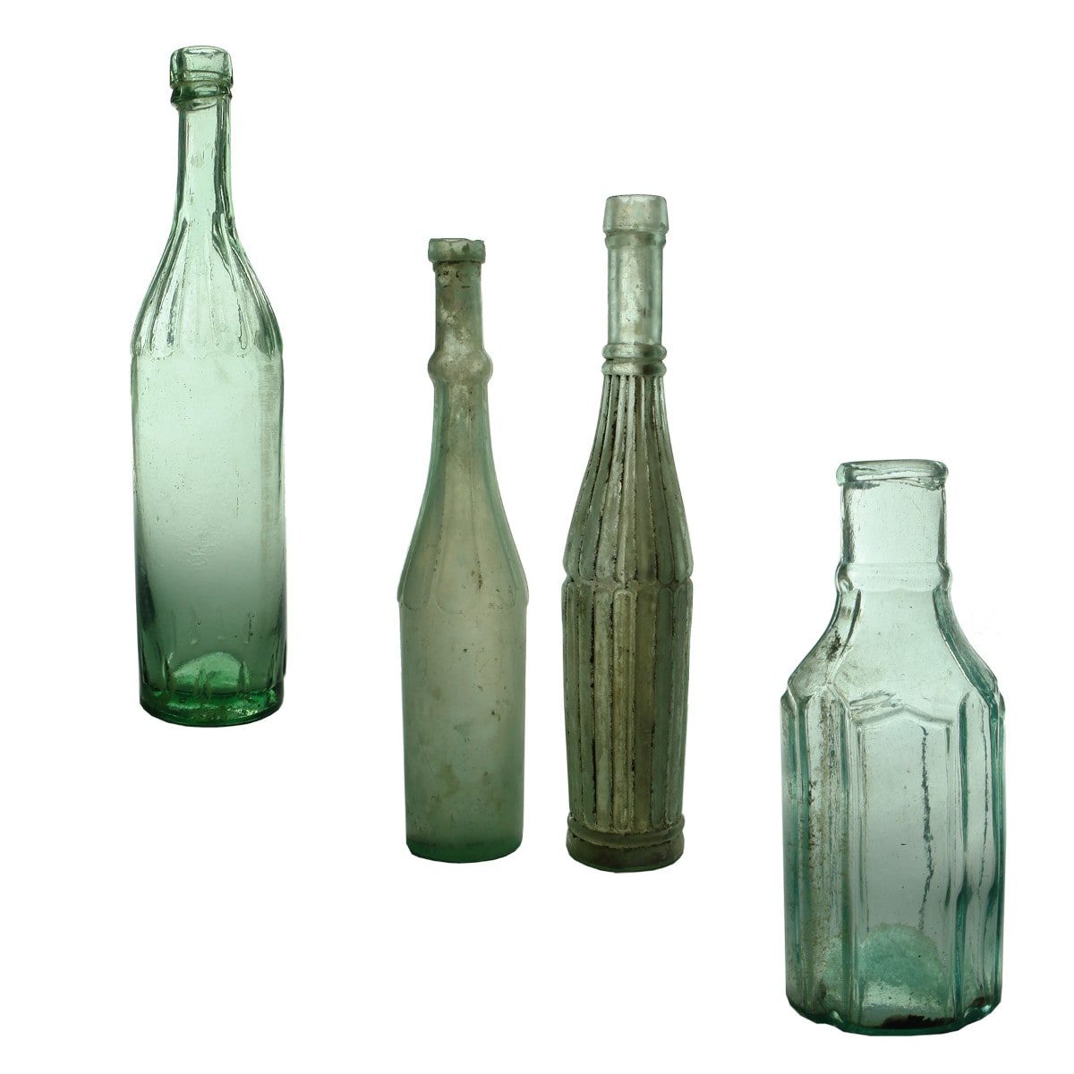 4 Goldfields Bottles: Plain Heddle style Vinegar; 2 Salad Oils; Whybrow Pickle.
