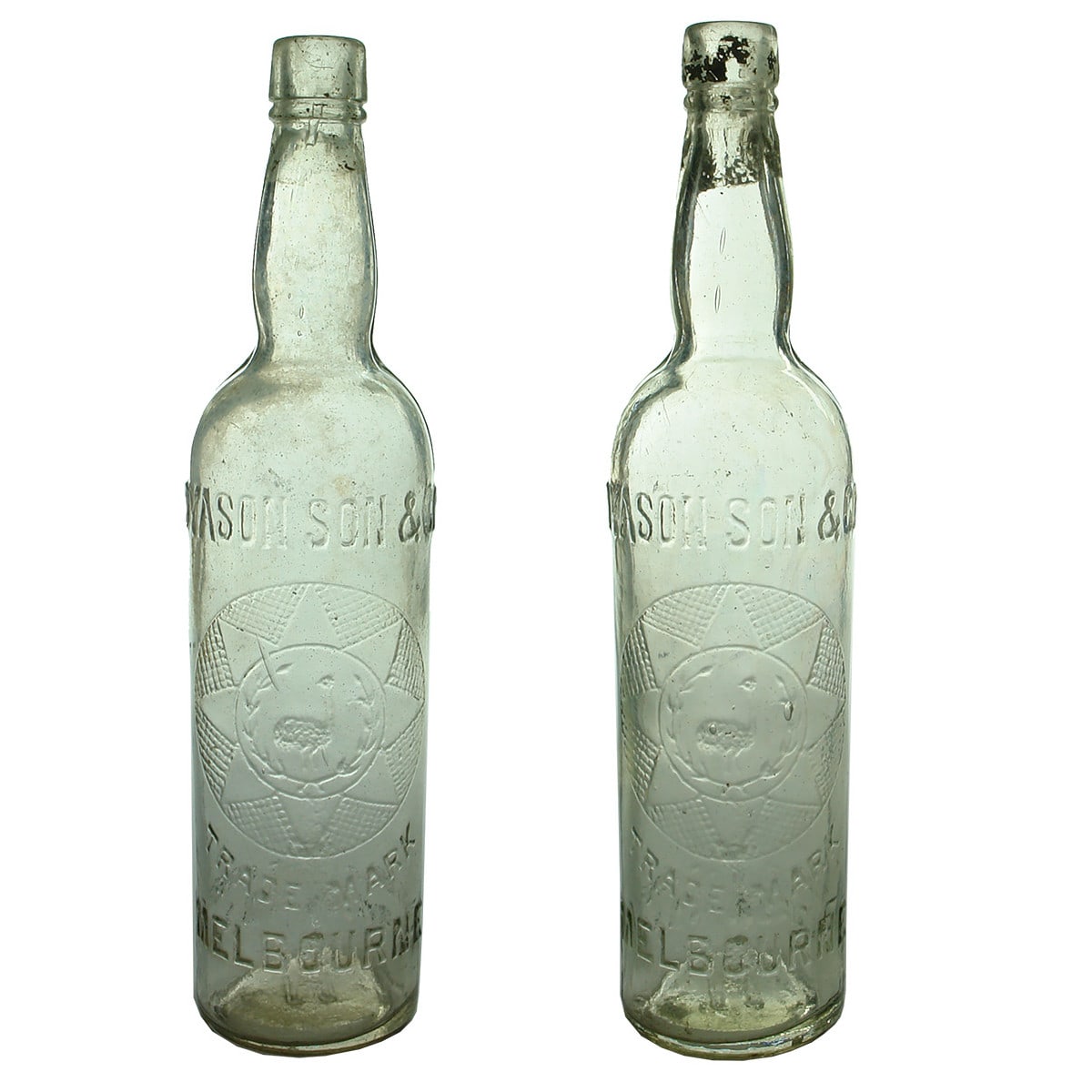 Pair of Cordials/Sauces. Dyason Son & Co., Melbourne. Clear. 26 oz. (Victoria)