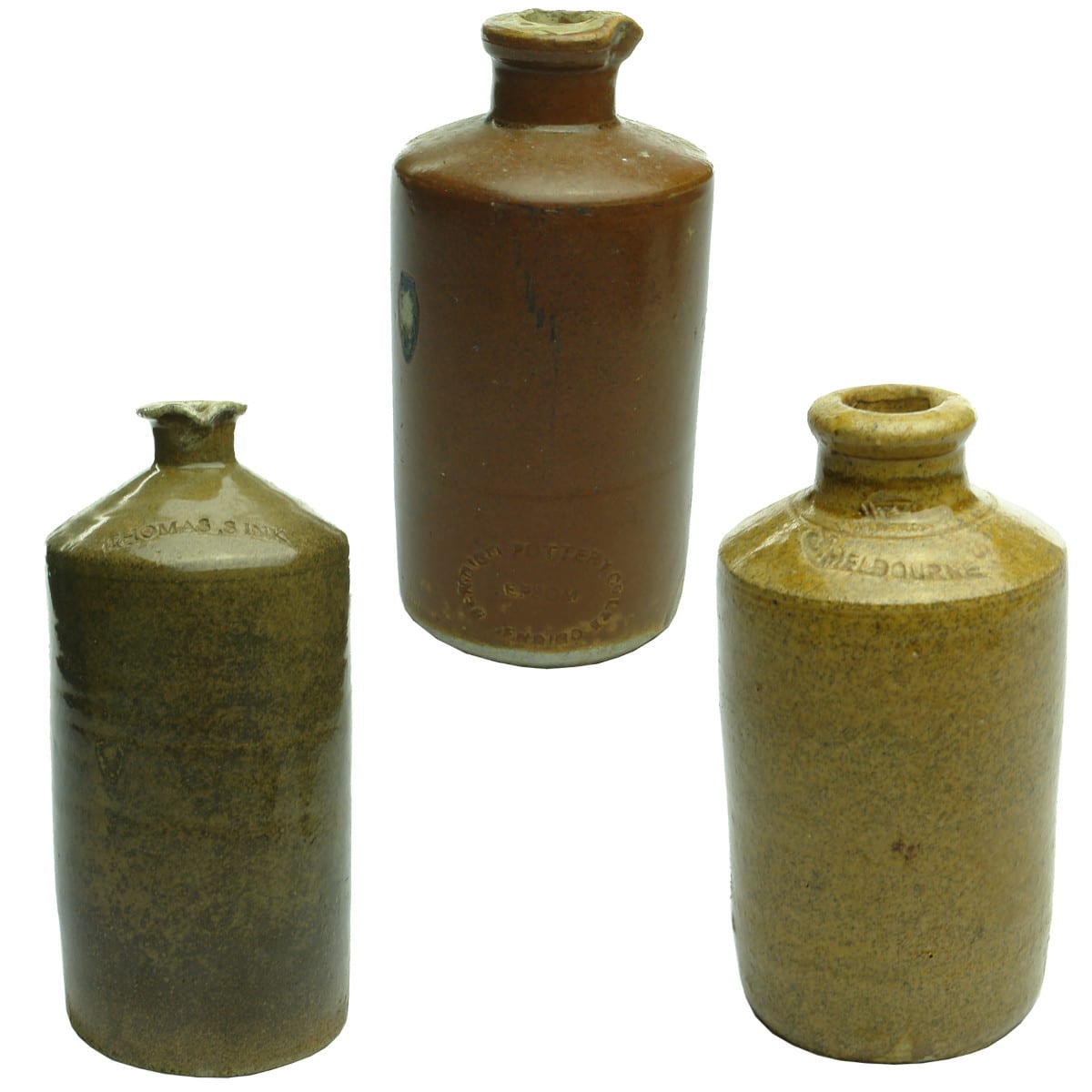 3 Stone Inks: Thomas; Bendigo Pottery; Caldwell's. (Victoria)