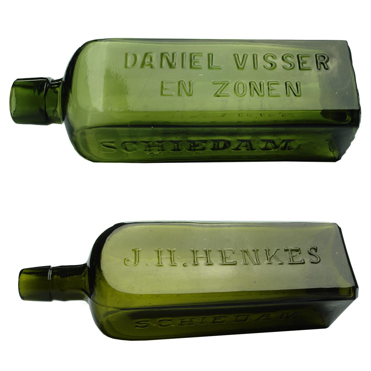 Pair of Schnapps: Large J. H. Henkes (M base) and small Daniel Visser & Zonen.