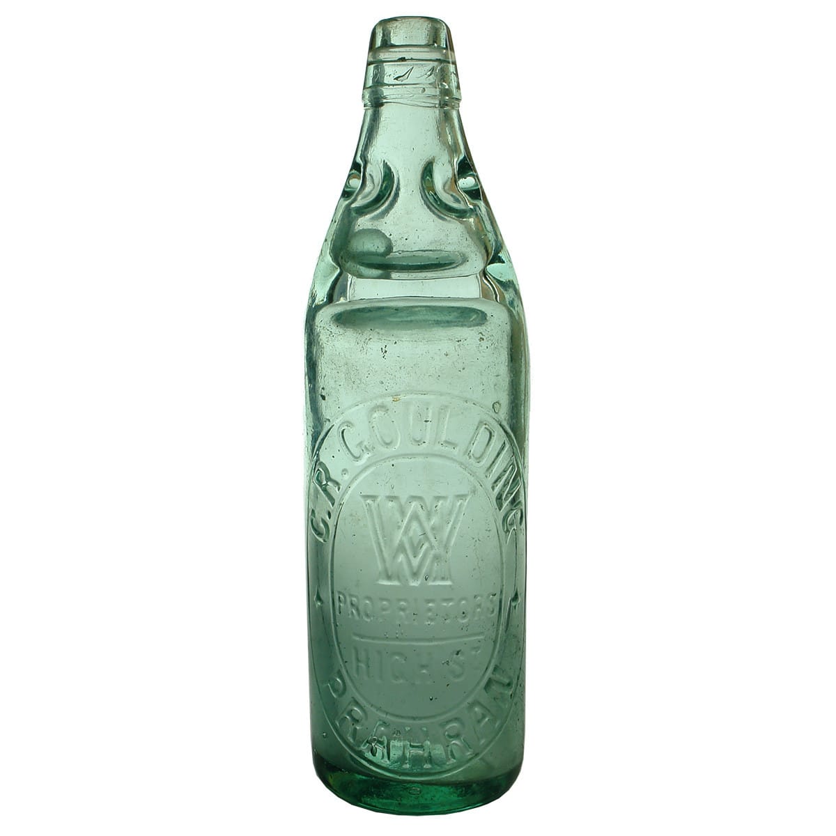 Codd. C. R. Goulding, Prahran. MW trade mark. Dobson. Aqua. 26 oz. (Victoria)