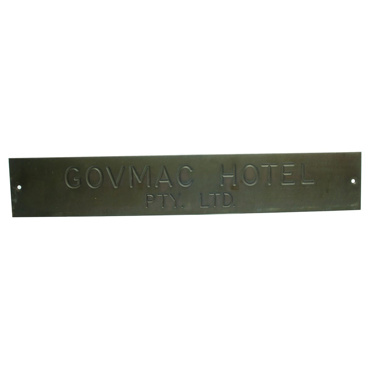 Sign. Govmac Hotel Pty. Ltd. Brass Pub Sign. (South Australia)