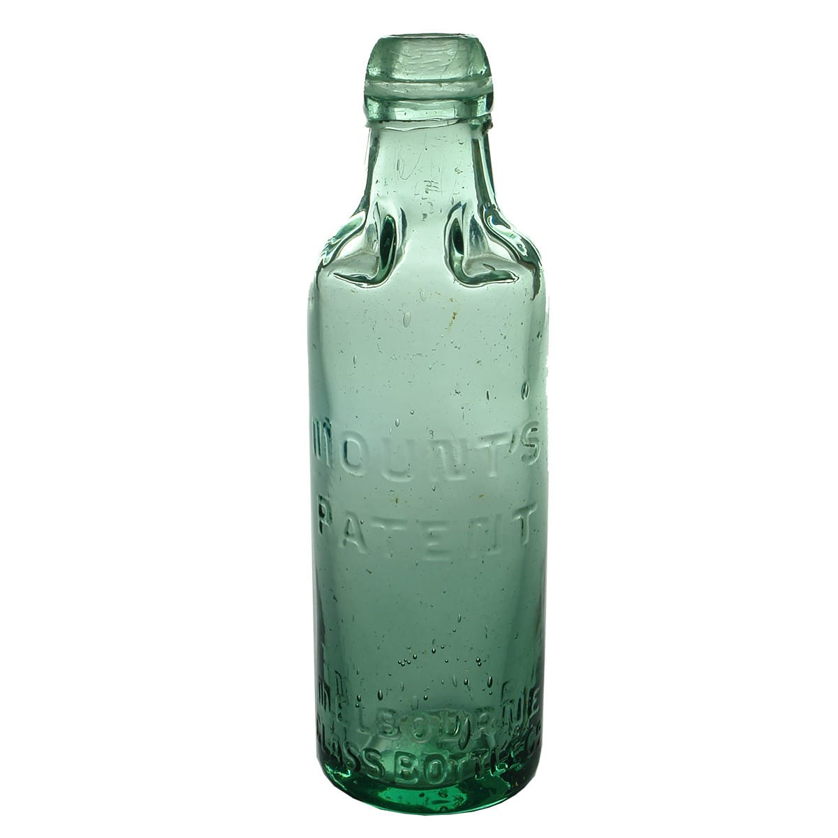 Patent. Mount's, Melbourne Glass Bottle Co. Aqua. 10 oz. (Victoria)