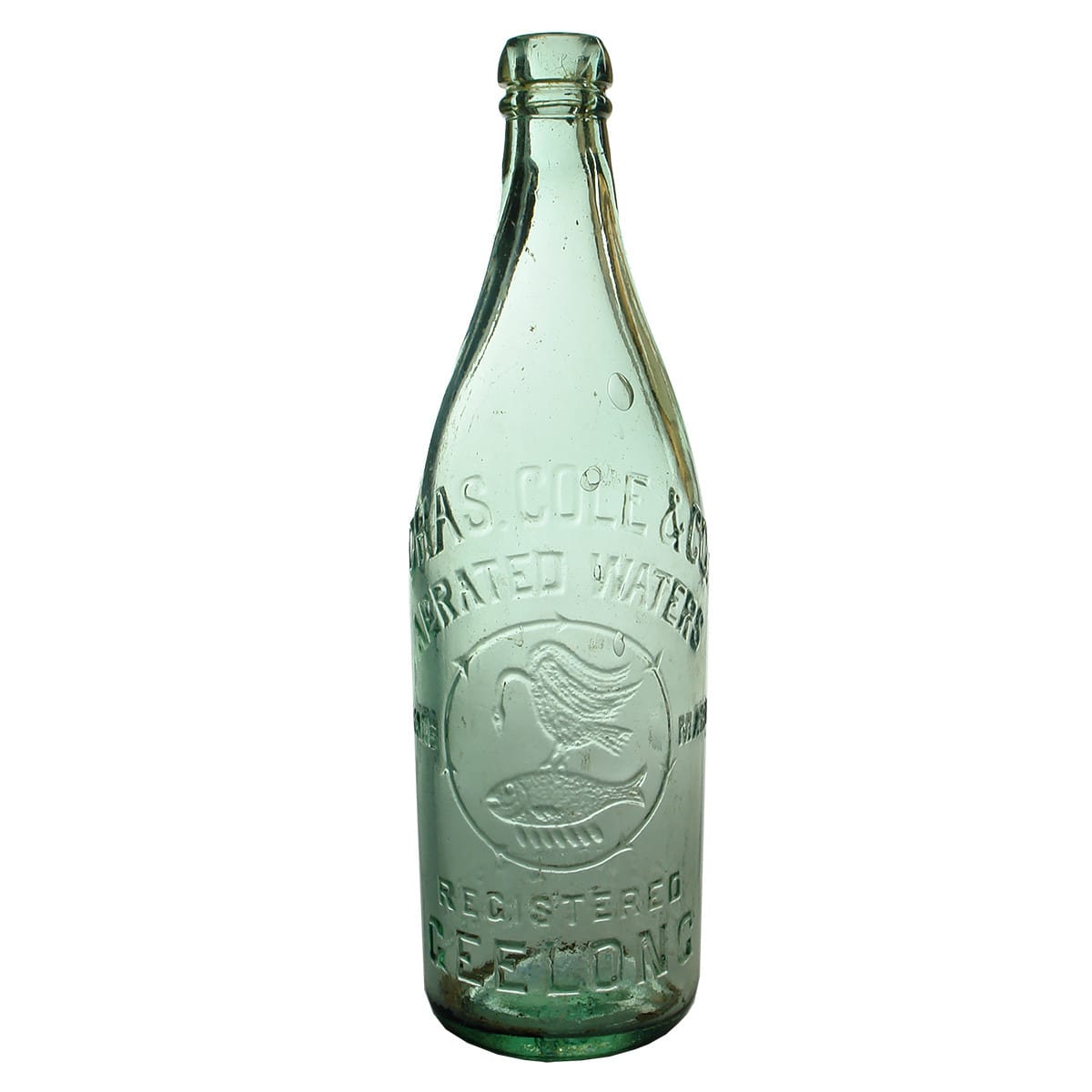 Lightning Stopper. Chas. Cole & Co., Geelong. Aqua. 26 oz. (Victoria)