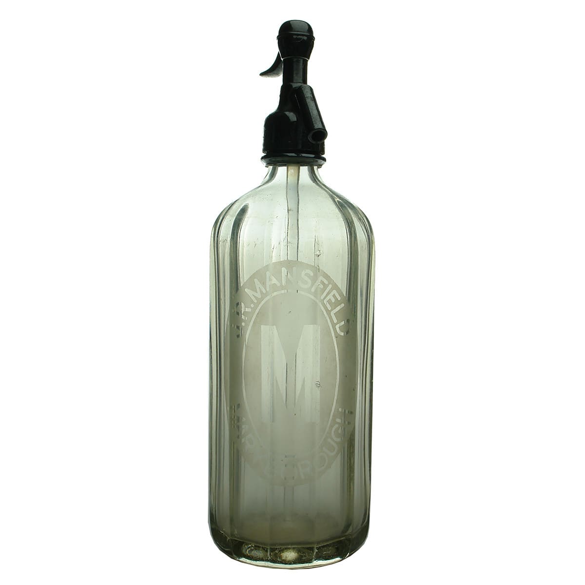 Soda Syphon. J. R. Mansfield, Maryborough. Clear. Regent (wide fluted) (Queensland)