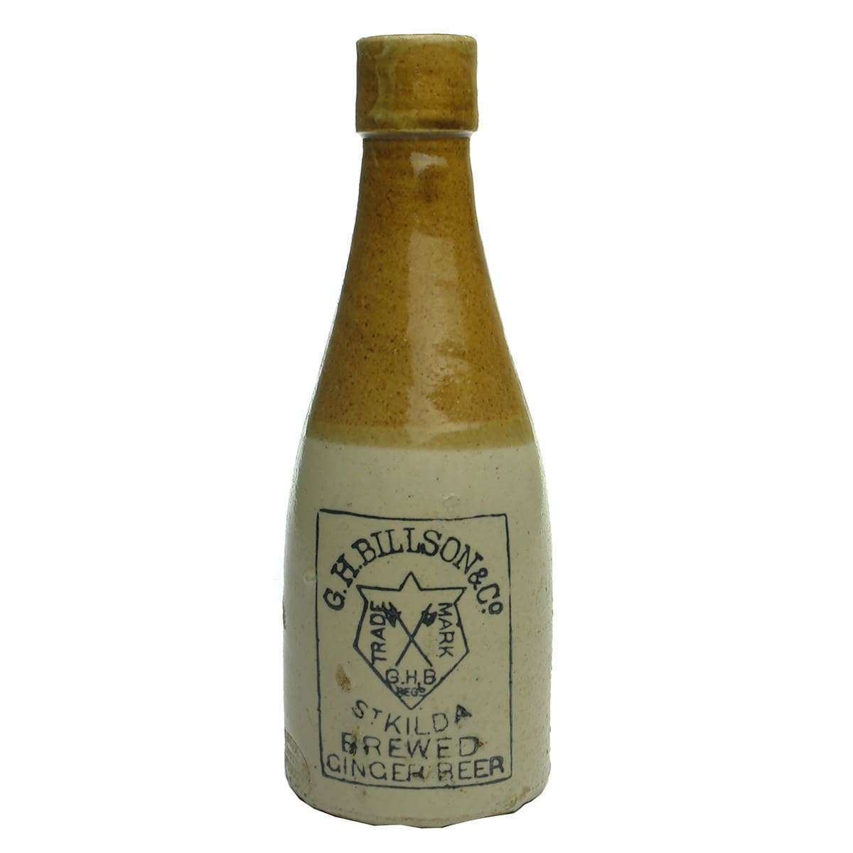 Ginger Beer. G. H. Billson & Co, St Kilda. Mallet shape. Tan Top. (Victoria)