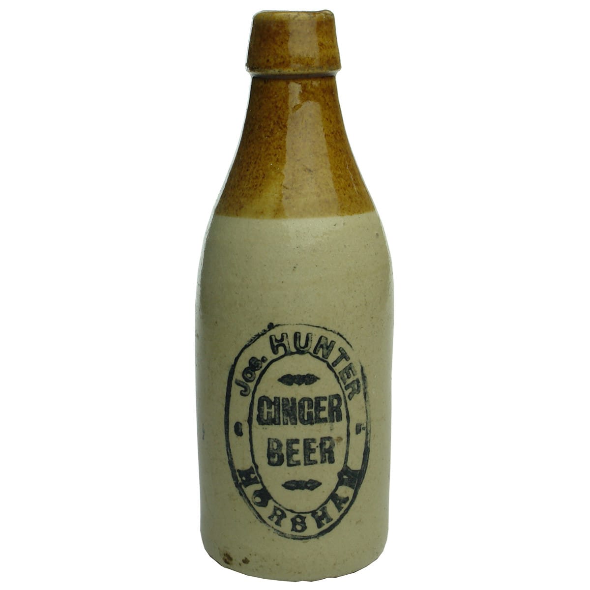 Ginger Beer. Jos. Hunter, Horsham. No potters mark. Tan Top. (Victoria)