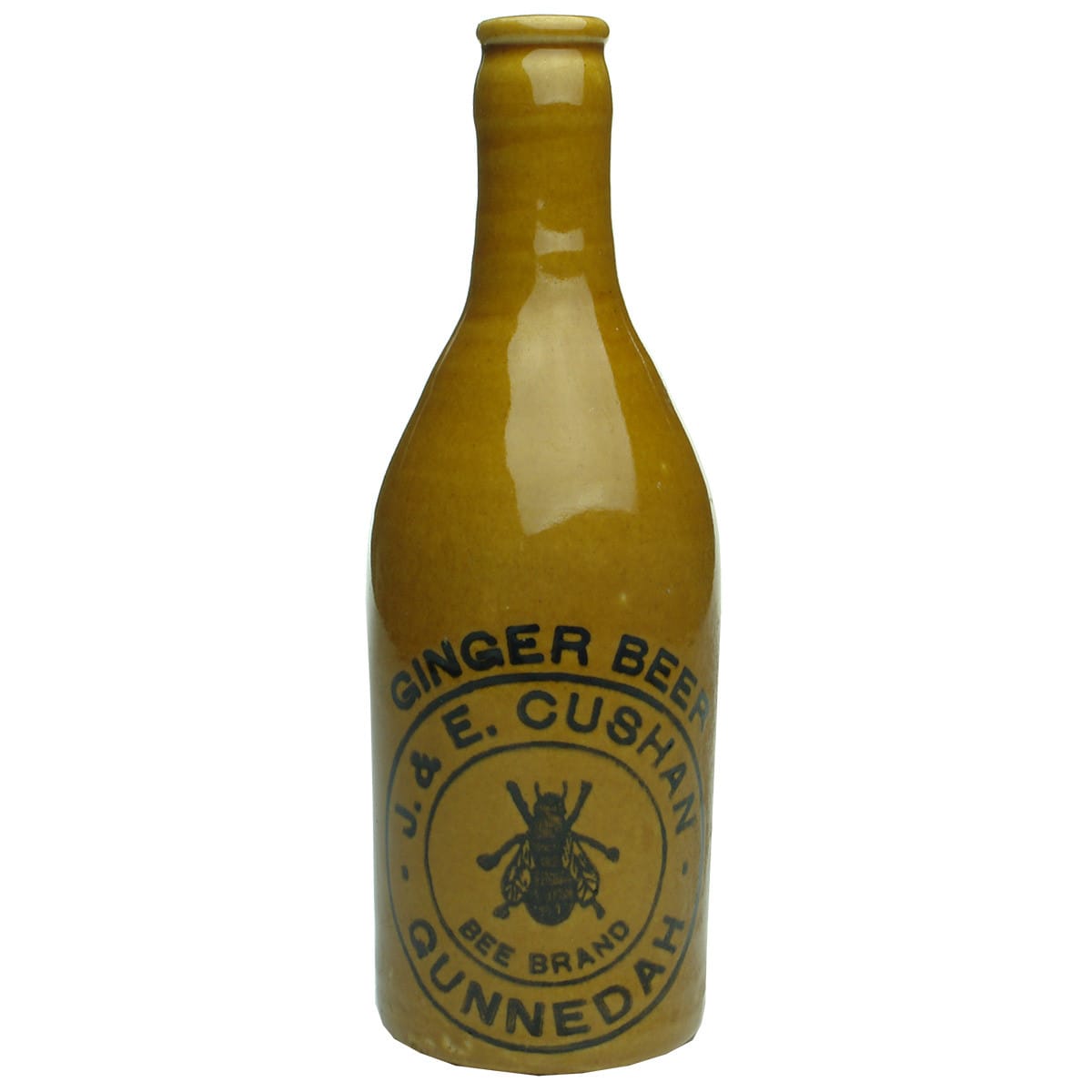 Ginger Beer. J. & E. Cushan, Bee Brand, Gunnedah. Crown Seal. All Tan. (New South Wales)