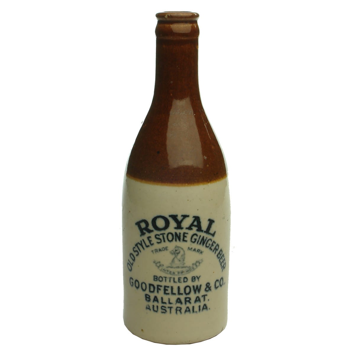 Ginger Beer. Goodfellow & Co., Ballarat. Royal. Crown Seal. Chocolate Top. 10 oz. (Victoria)