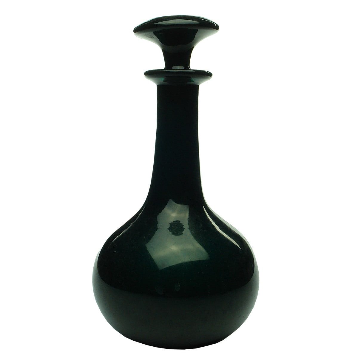 Early Glass.  Dark Emerald Green Stoppered Decanter.