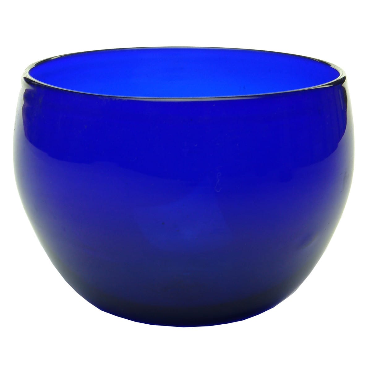 Early Glass. Blue Georgian Finger Bowl. Polished Pontil.