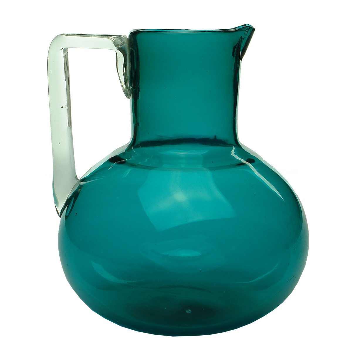 Early Glass. Green Jug with Clear Handle and Pontil.