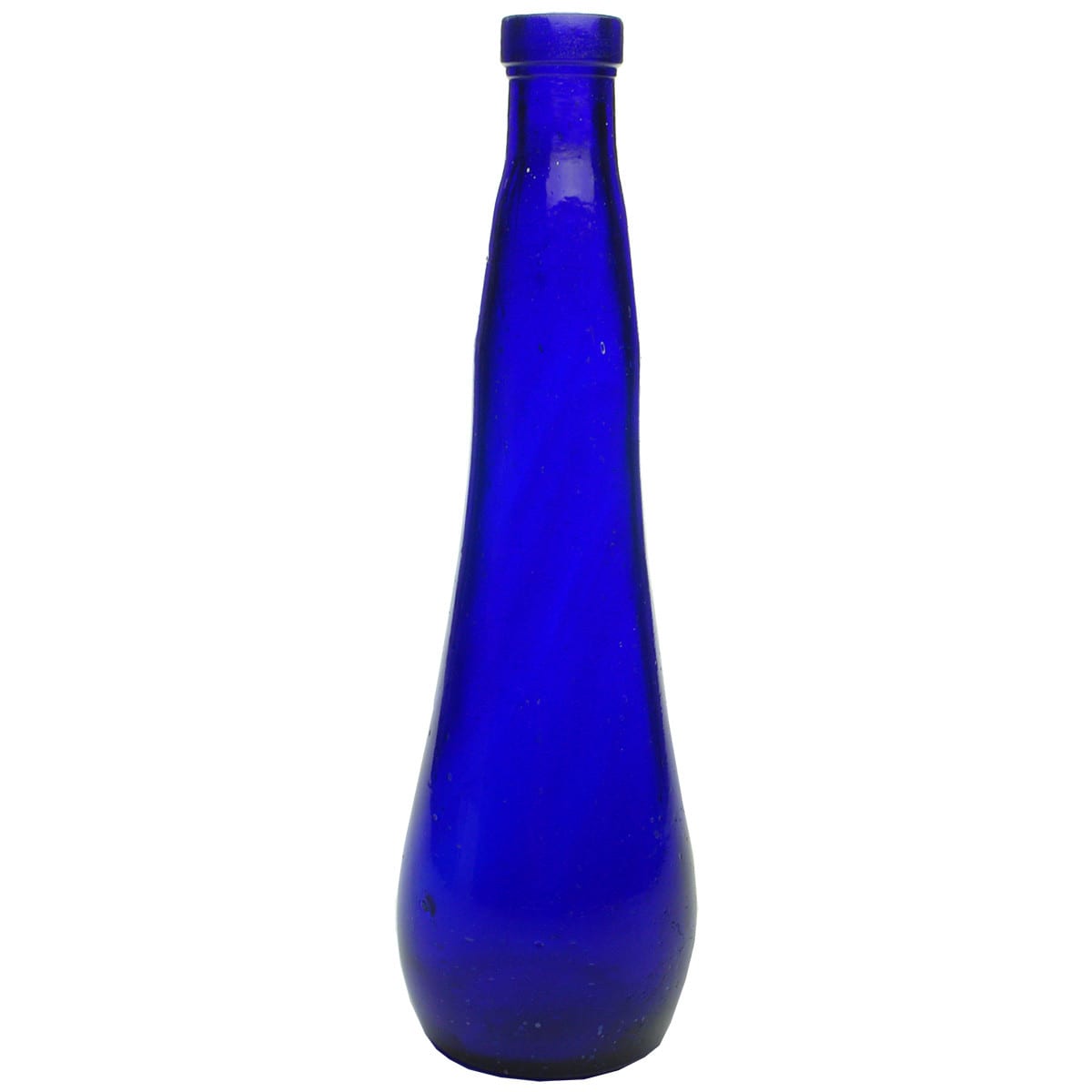 Vinegar. Cobalt Tuber or Gourd Shaped Bottle.