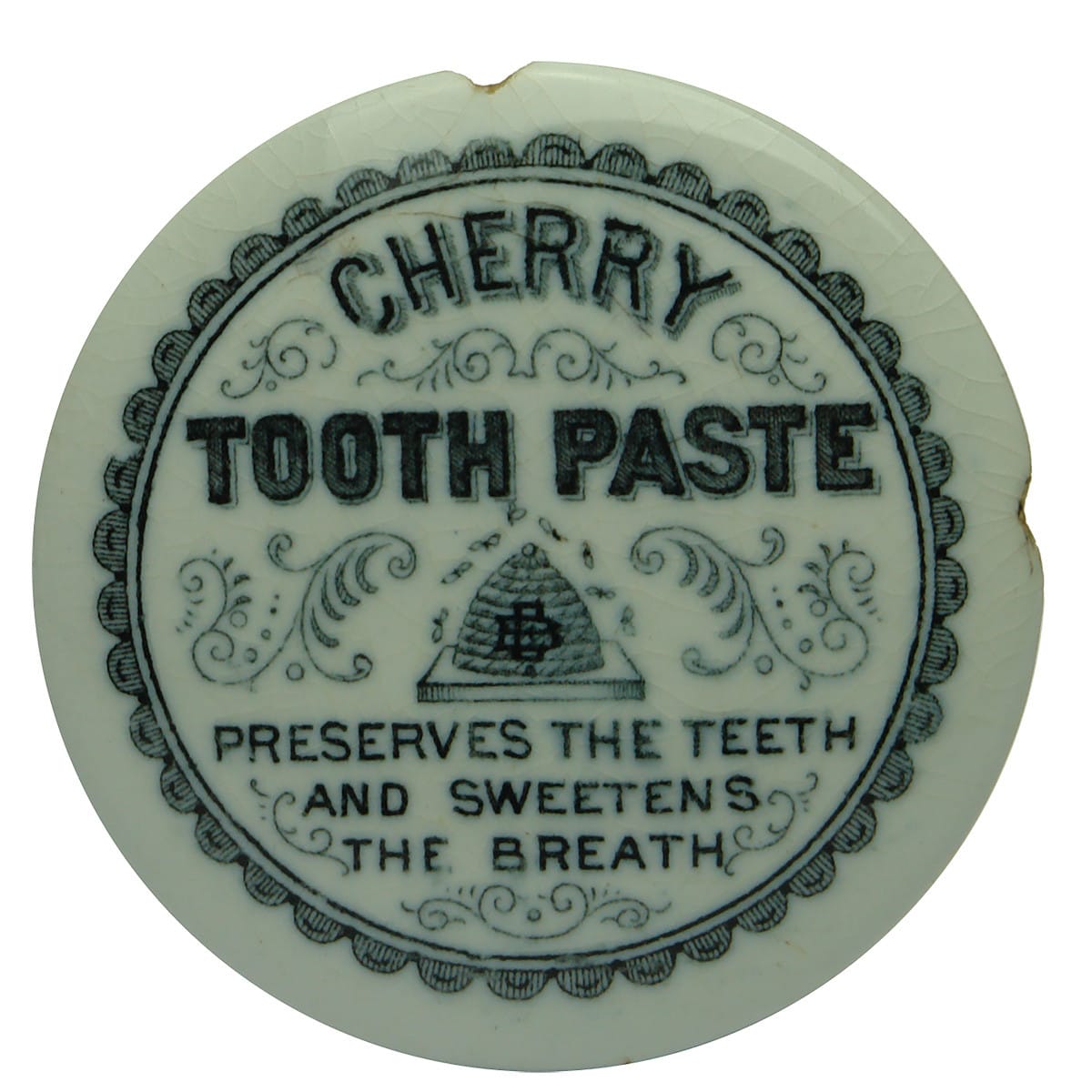 Pot Lid. Elliott Bros Cherry Tooth Paste With Beehive. Round. (New South Wales, Queensland)