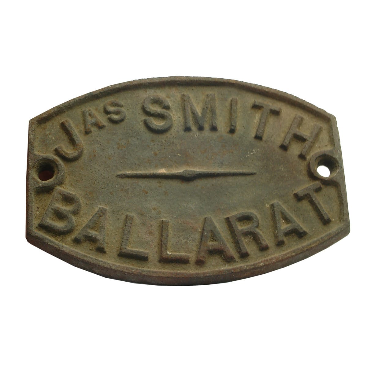 Cast Iron Name Plate. Jas Smith, Ballarat. (Victoria)