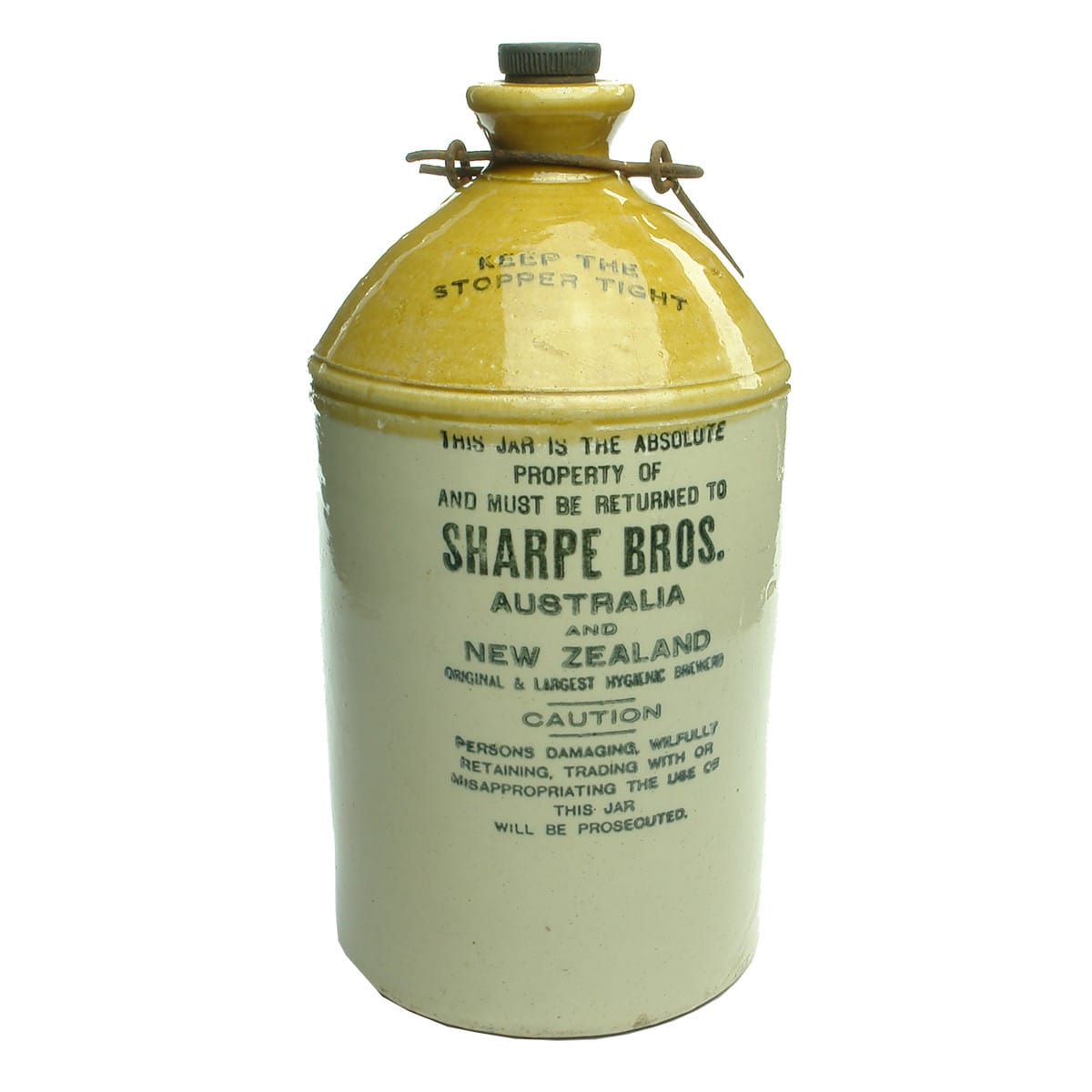 Demijohn. Sharpe Bros. Fowler, 1919, Sydney. Gallon. (Australia & New Zealand)