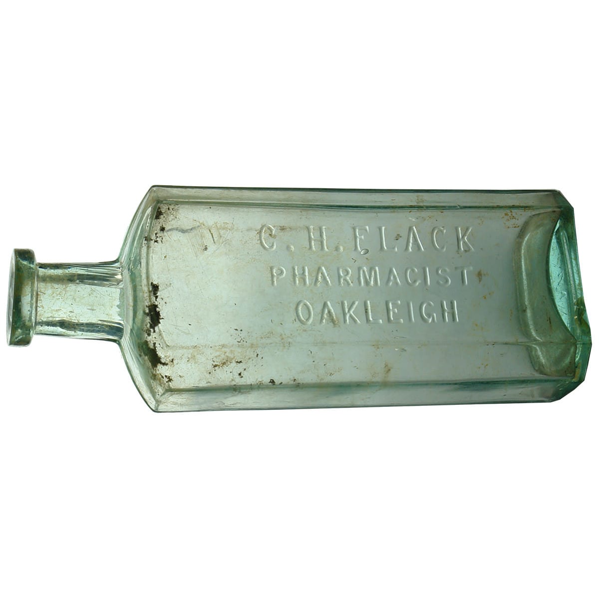 Chemist. C. H. Flack, Oakleigh. Aqua. 8 oz. (Victoria)