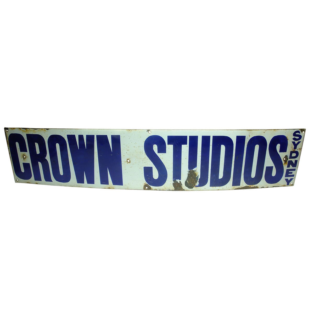 Sign. Crown Studios, Sydney. Enamel. Blue and White. (New South Wales)