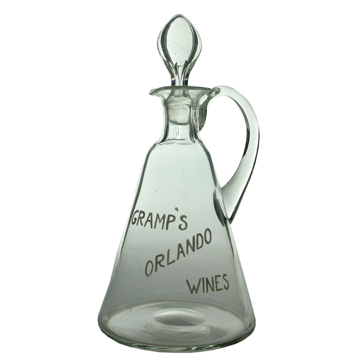 Decanter. Gramp's Orlando Wines. Conical. Polished Pontil. (South Australia)