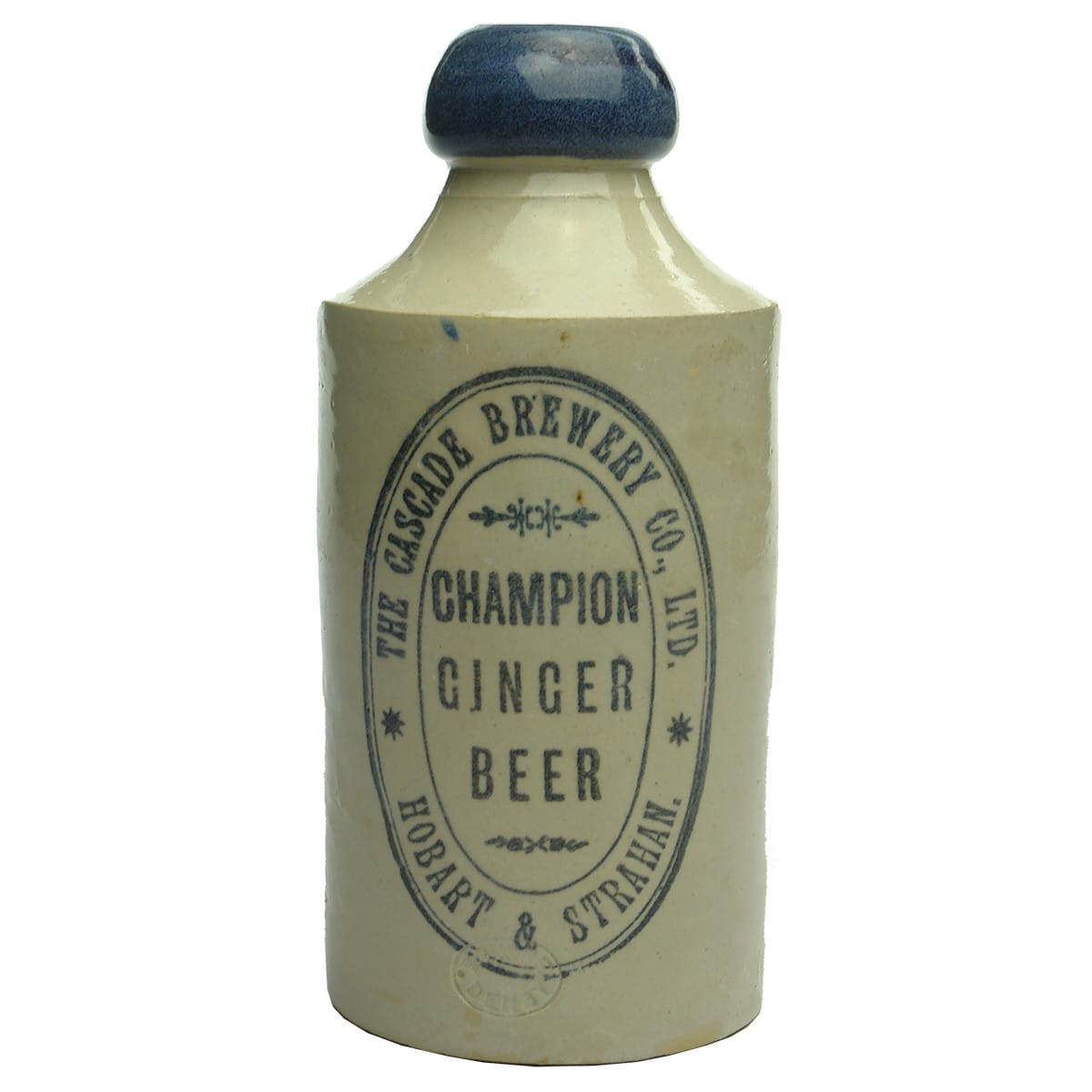 Ginger Beer. Cascade Brewery, Champion. Hobart & Strahan. Bourne Denby. Dump. Blue Lip. 10 oz. (Tasmania)