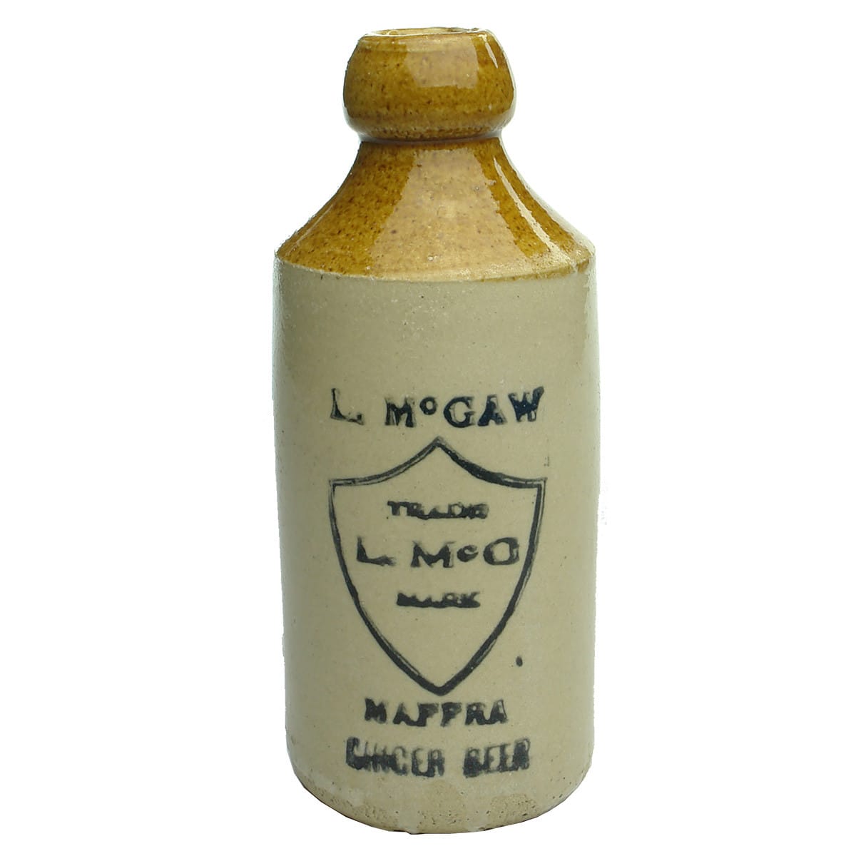 Ginger Beer. L. McGaw, Maffra. Dump. Tan Top. 12 oz. (Victoria)