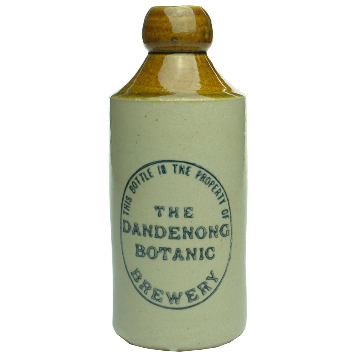Ginger Beer.  The Dandenong Botanic Brewery.  Dump, cork stopper.  Tan top. (Victoria)