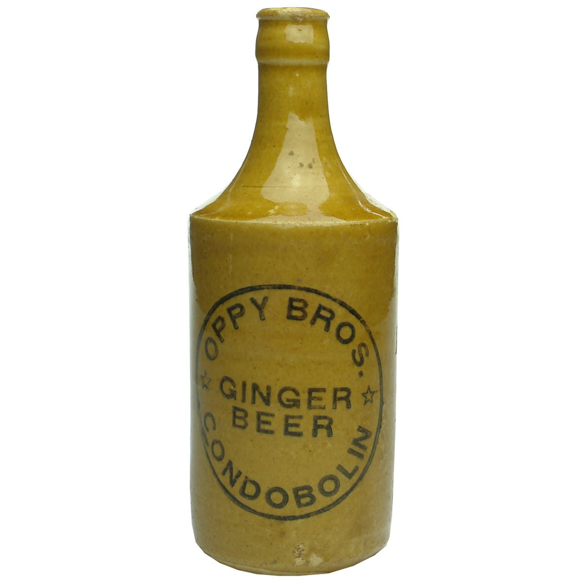 Ginger Beer. Oppy Bros., Condobolin. Crown Seal. Dump. All Tan. (New South Wales)