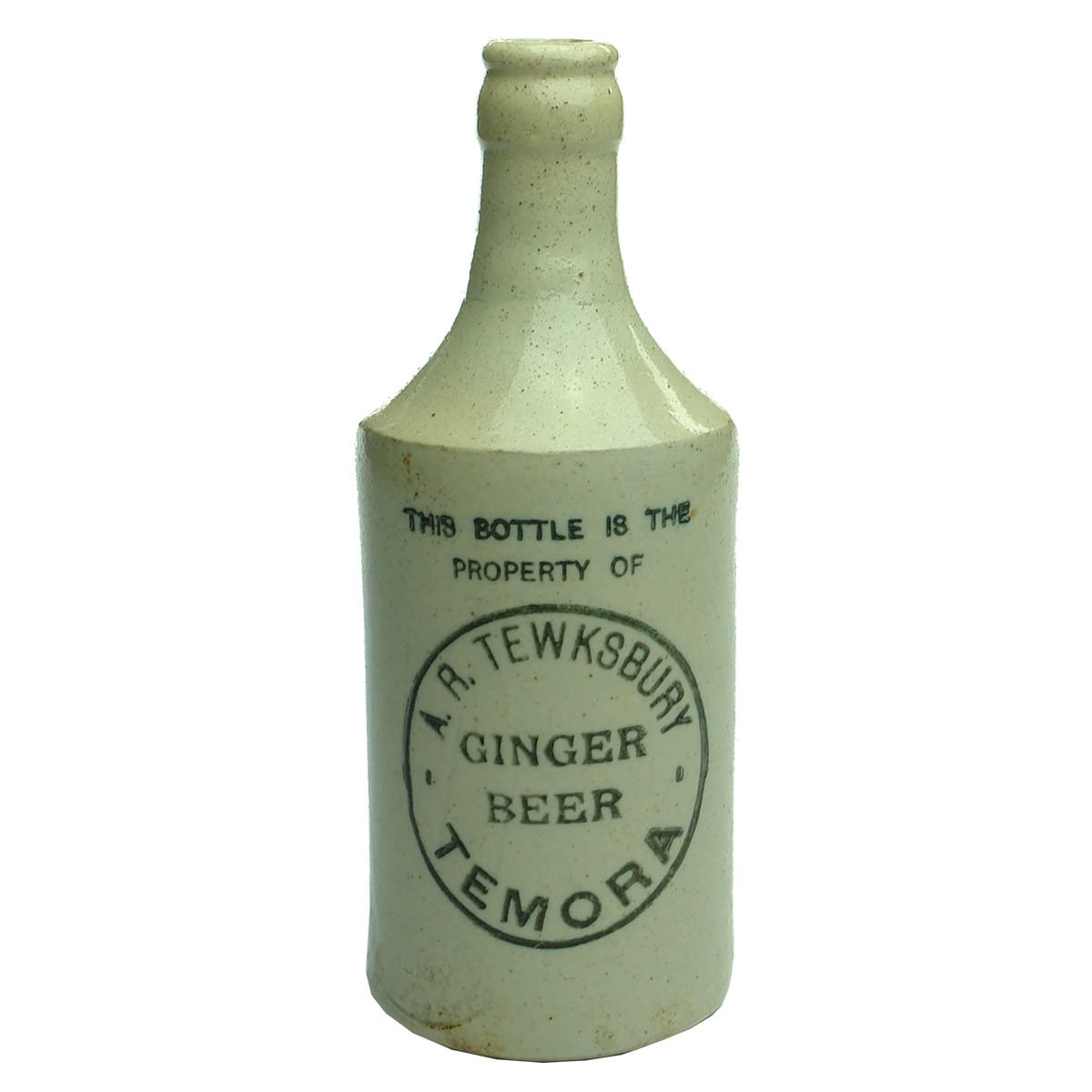 Ginger Beer. A. R. Tewksbury, Temora. Crown Seal. Dump. All White. (New South Wales)