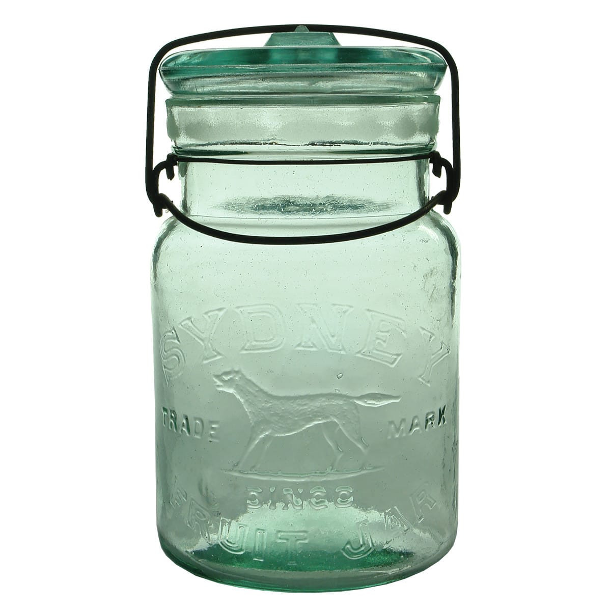 Fruit Jar. Sydney, Dingo Fruit Jar. Aqua. 1 Quart. (New South Wales)