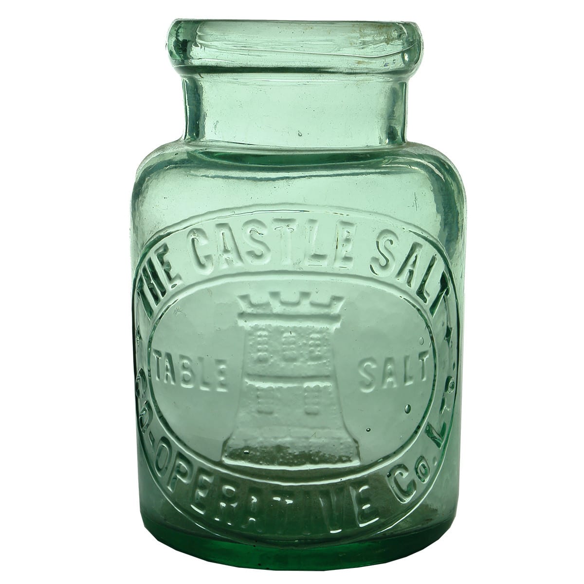 Salt Jar. Castle Salt Co-operative Co. Ltd. Short Neck. A base mark. 2 Pound. (South Australia)