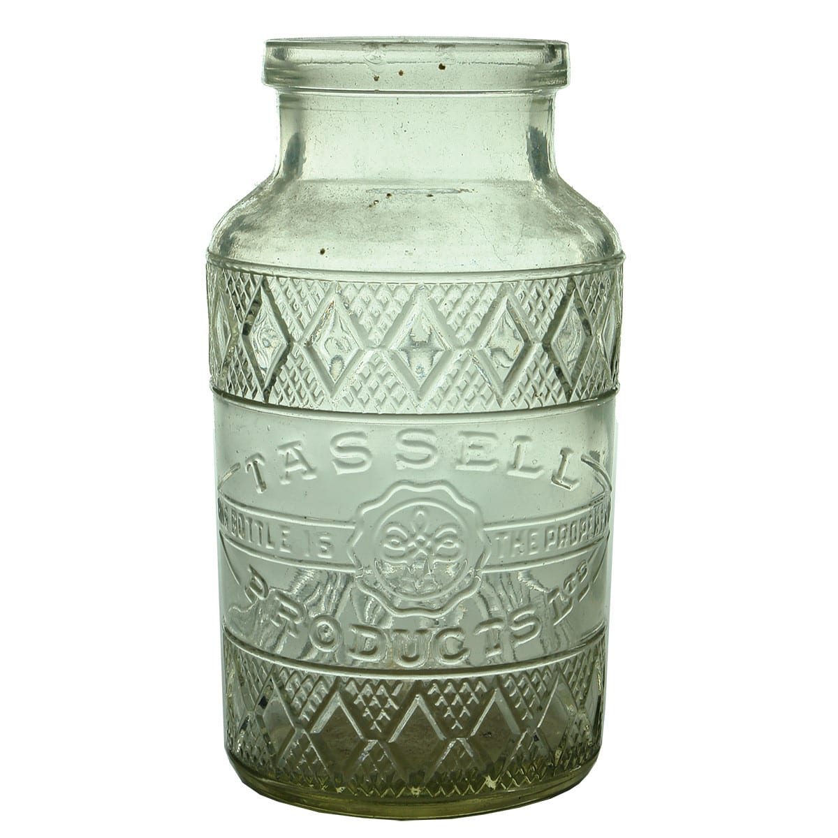 Jam Jar. Tassell Products Ltd. Clear. 1 Pound. (Queensland)