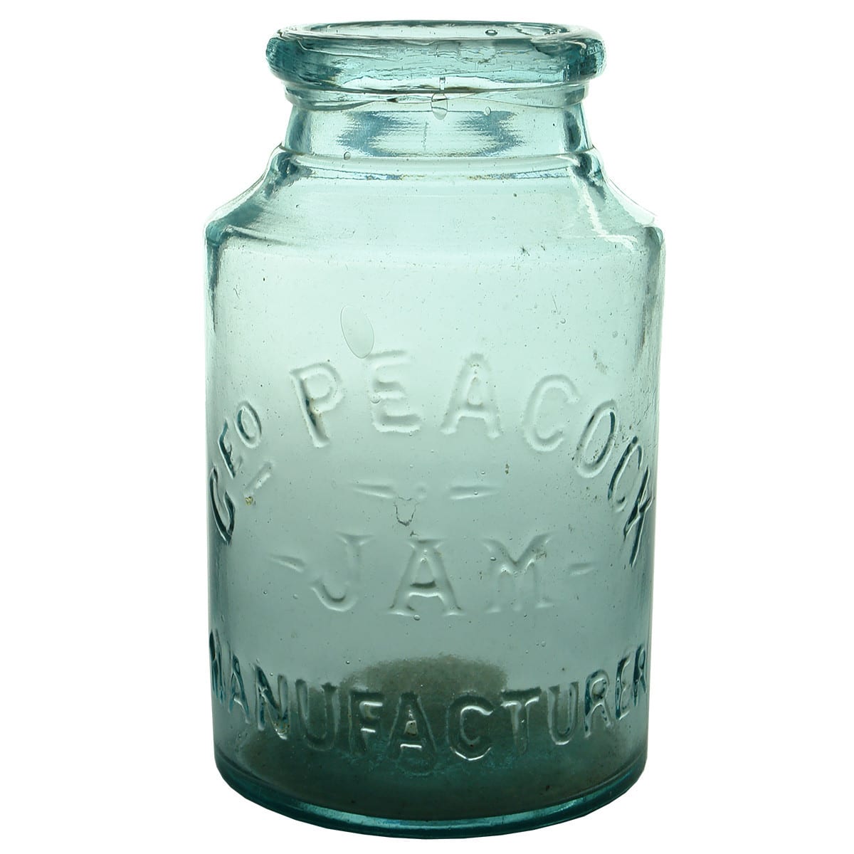 Jam Jar. Geo Peacock. J. Ross, Camperdown. Aqua. 2 Pound. (New South Wales)