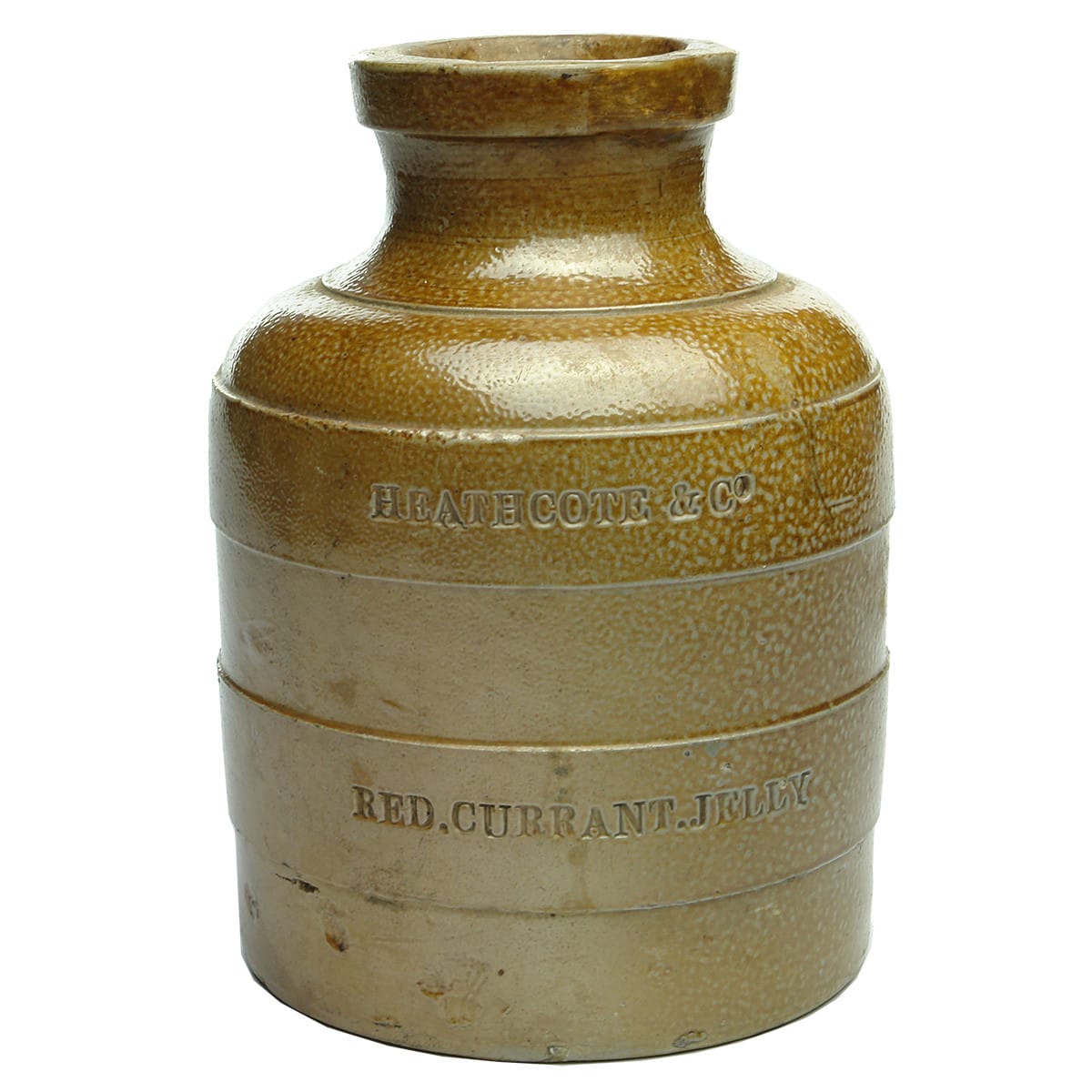 Stoneware Jam Jar. Heathcote & Co Red Currant Jelly. 2 Pound. Salt Glaze.