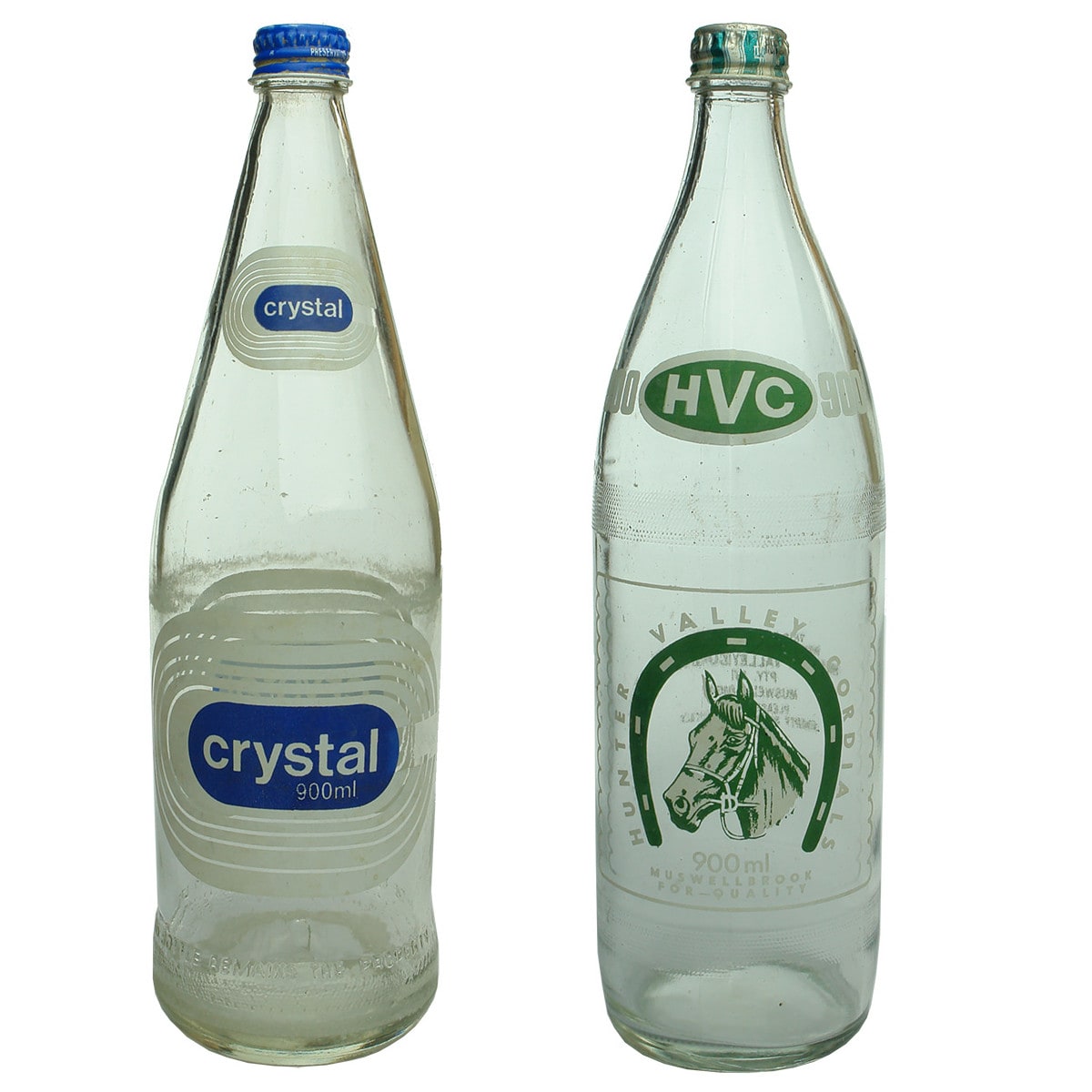 2 Screw top Ceramic Labels. Crystal. Telsco Bottle Co. Associated Home Delivery Pty Ltd Melbourne; Hunter Valley Cordials Muswellbrook. (Victoria & New South Wales)