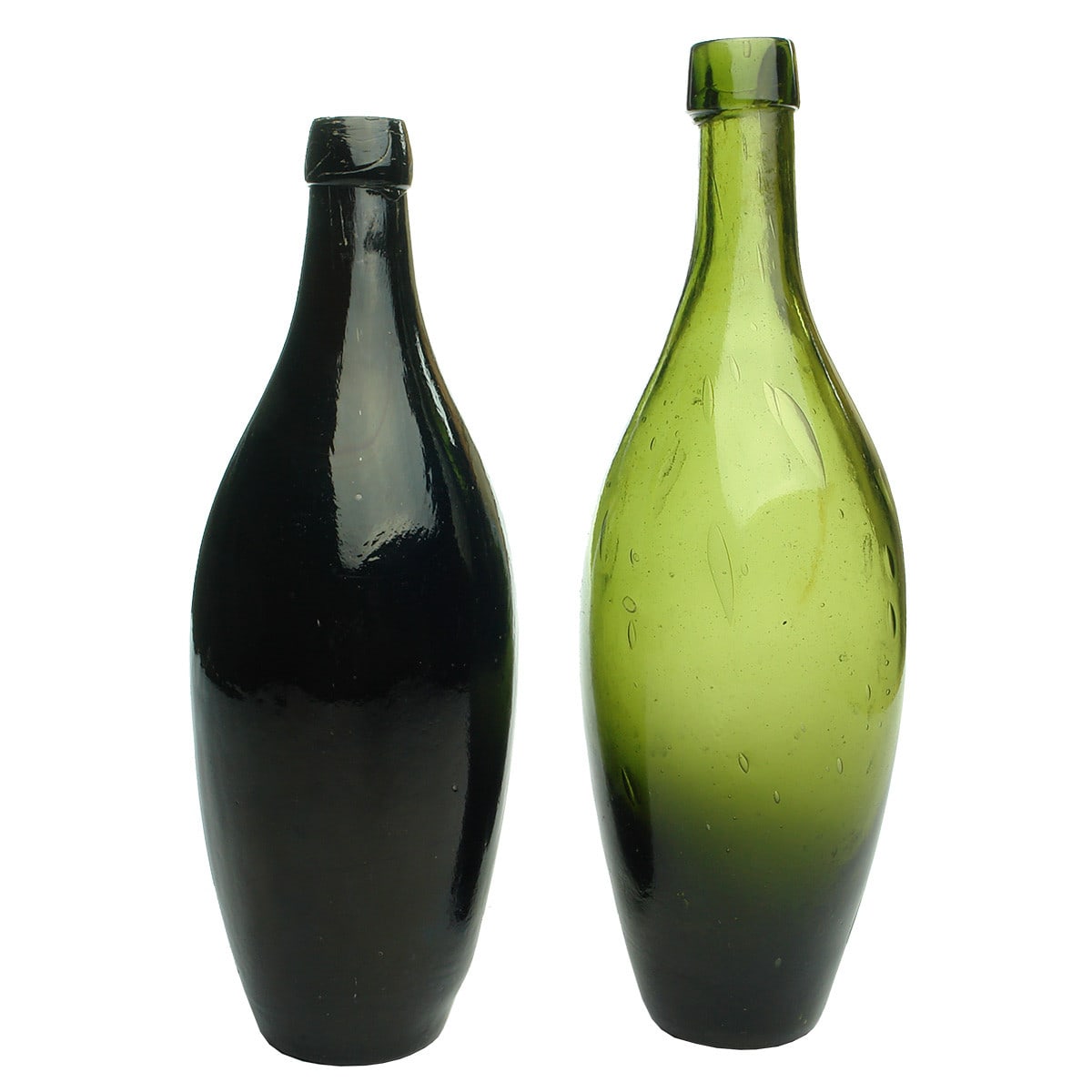 Black Glass. Pair of large skittles in different colours.