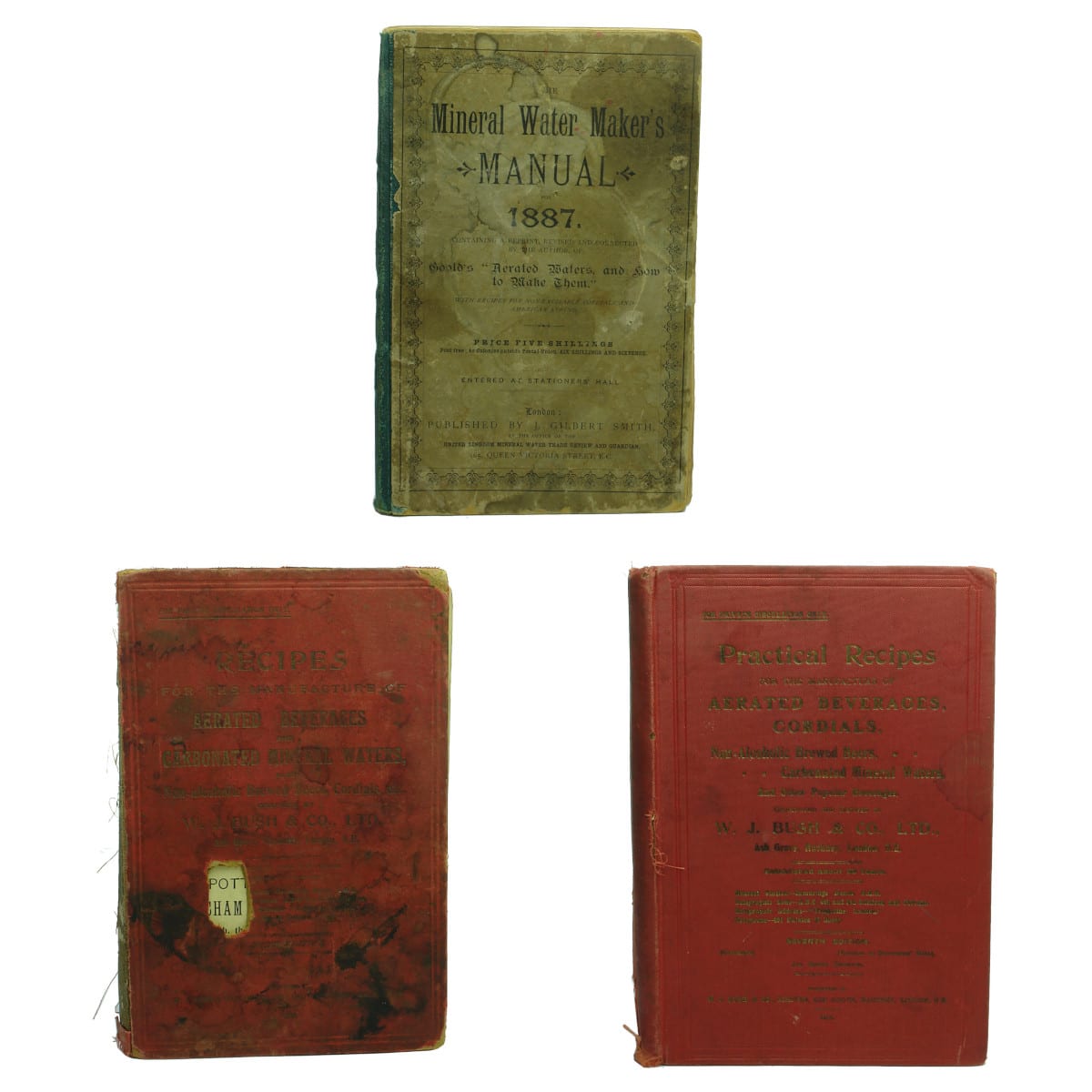 3 Books. The Mineral Water Maker's Manual for 1887; Recipes from Bush & Co 1903; Recipes from Bush & Co 1909.