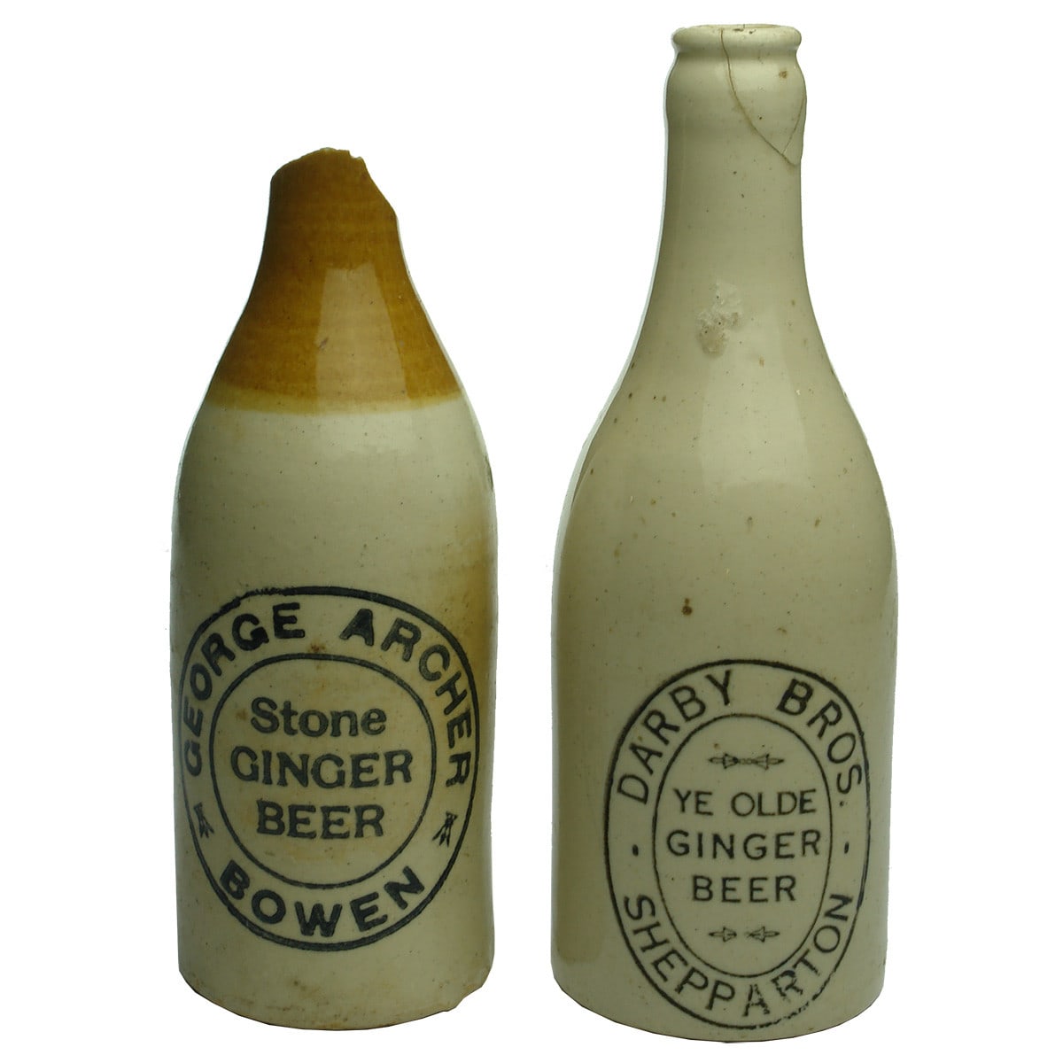 Ginger Beers. George Archer, Bowen; Darby Bros., Shepparton. (Queensland, Victoria)