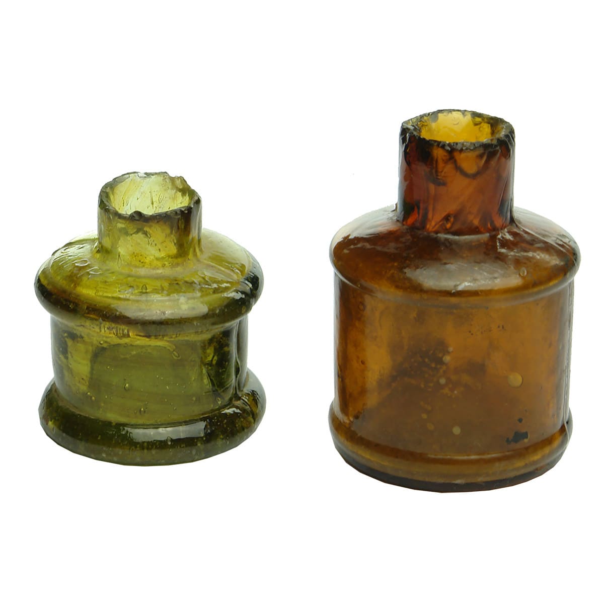 Pair of Inks: Amber Cotton reel type; Honey/Lemonish coloured Carr's Ink.