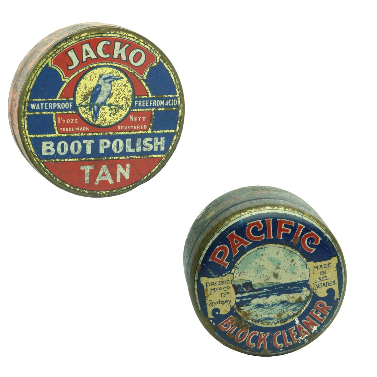 2 Tins: Jacko Boot Polish and Pacific Block Cleaner.