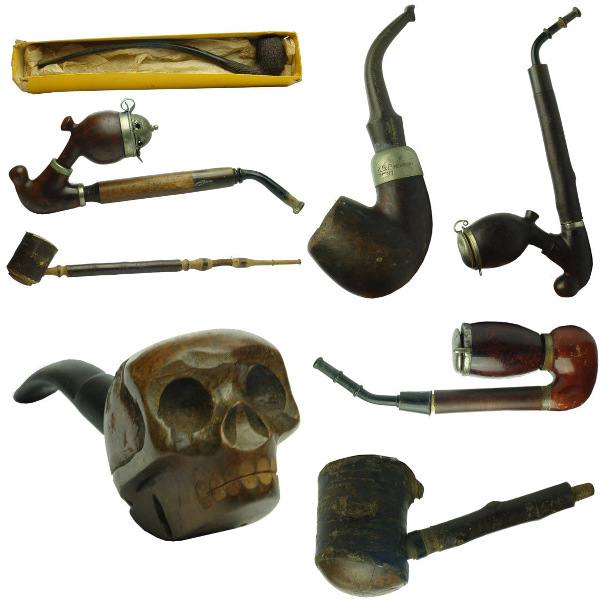 Tobacciana. Eight wooden tobacco pipes.