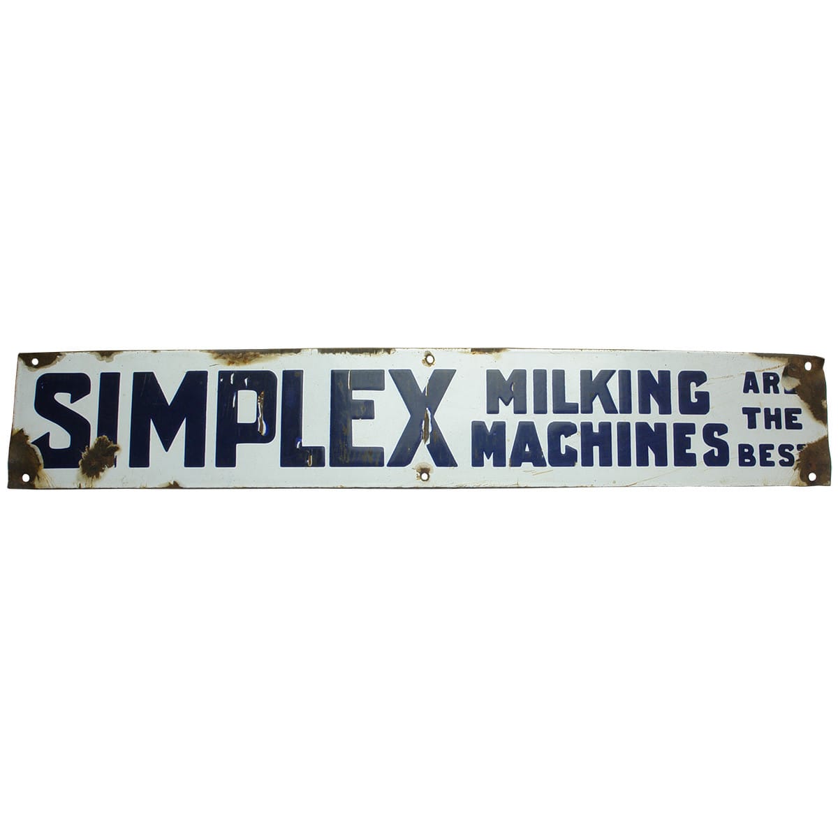 Sign. Simplex Milking Machines Are The Best. Enamel.